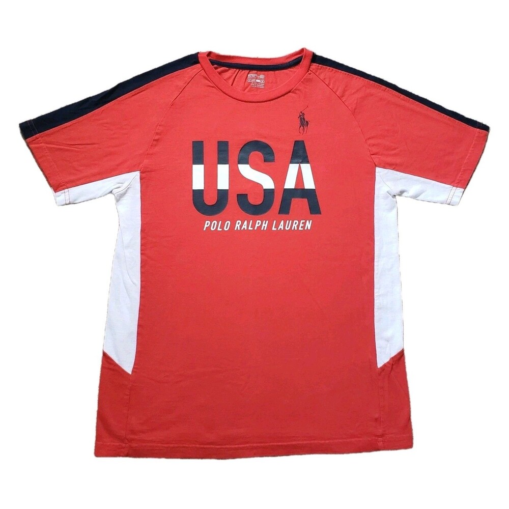 Polo Ralph Lauren Team USA Olympic Preformance Boys Sz Large Red Pony T-Shirt